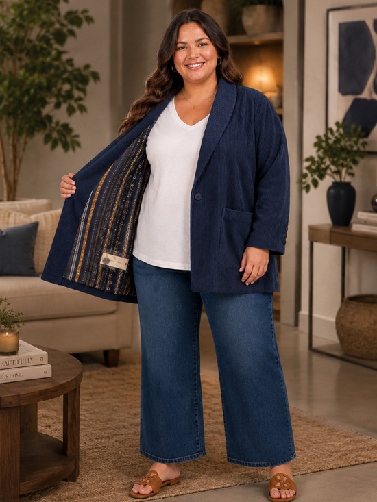 Anthropologie Jackets & Blazers - Anthropologie Navy Blue Corded Blazer